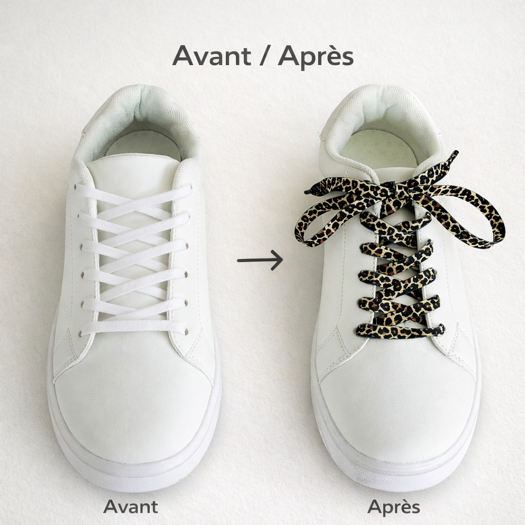 🐆 Lacets léopard pour sneakers – lacets fantaisie 120 cm & 140 cm | Shoeslaces