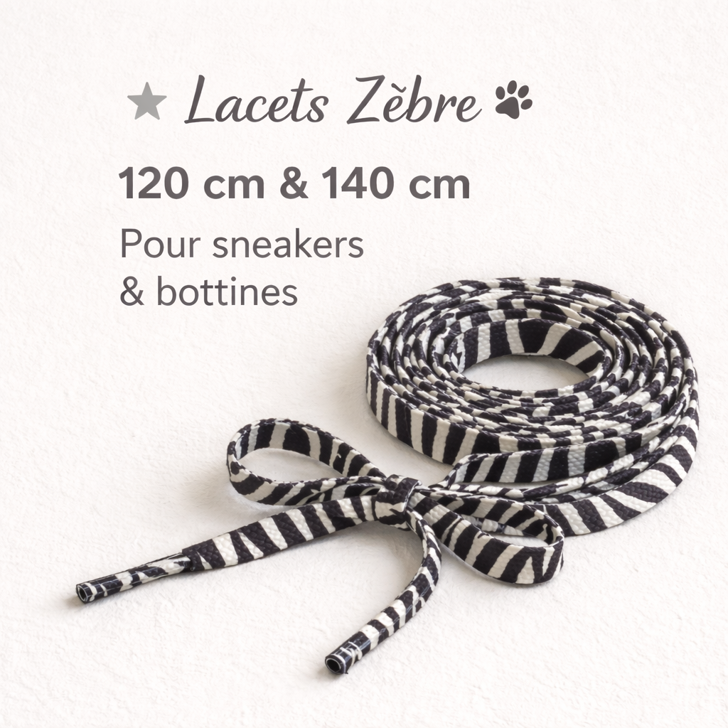 👉 Lacets zèbre pour sneakers – motif zèbre tendance | Shoeslaces