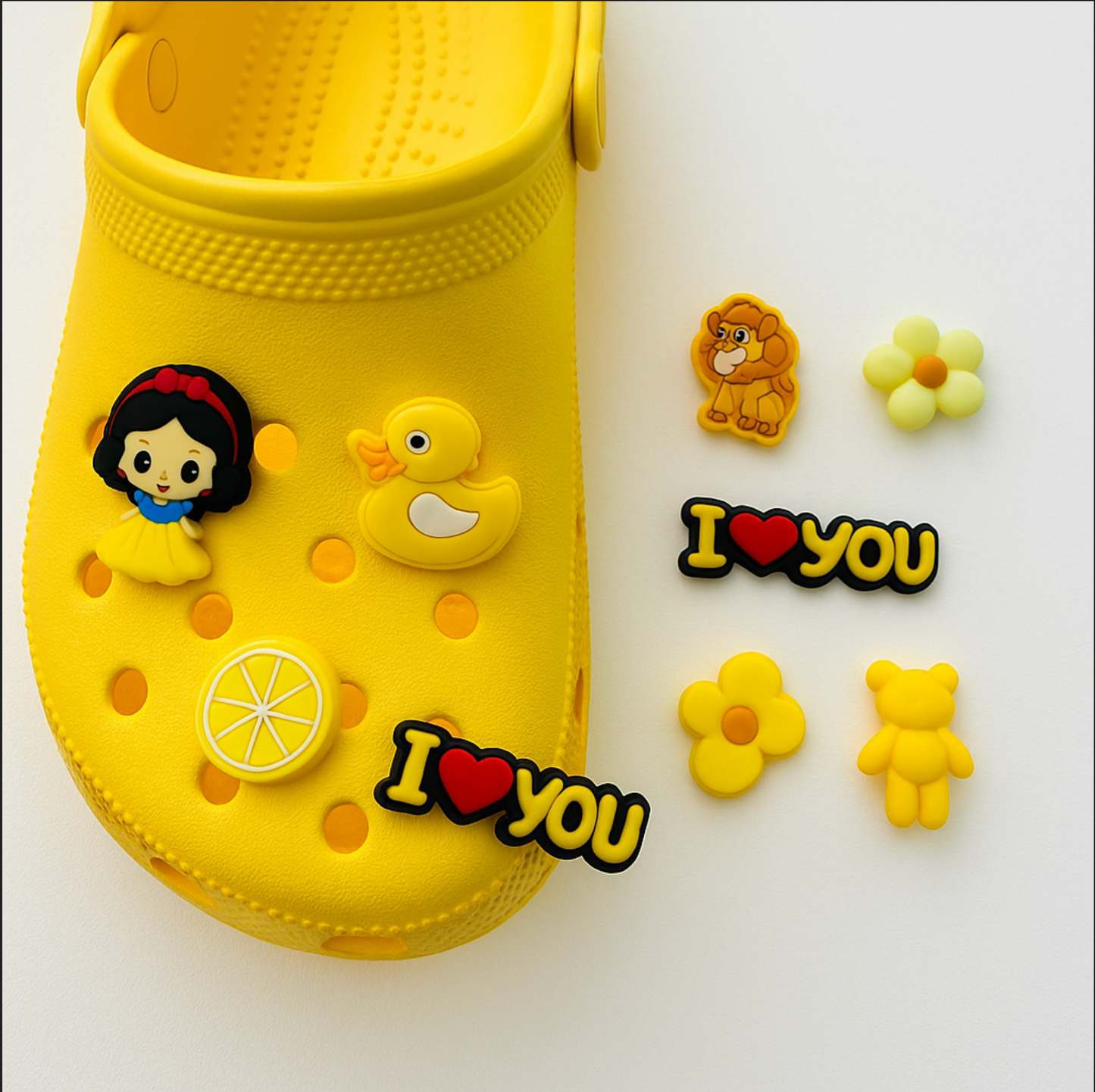 🐥 Pins Kawaii Pop Jaune Sunny Mood pour sabots | Shoeslaces