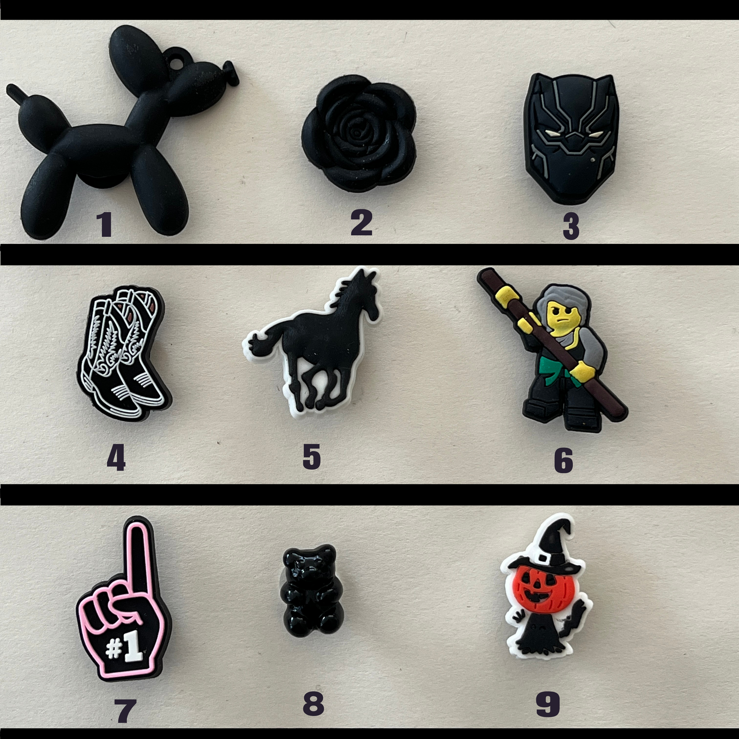 🖤 Pins Kawaii Black-out Chic pour sabots | Shoeslaces