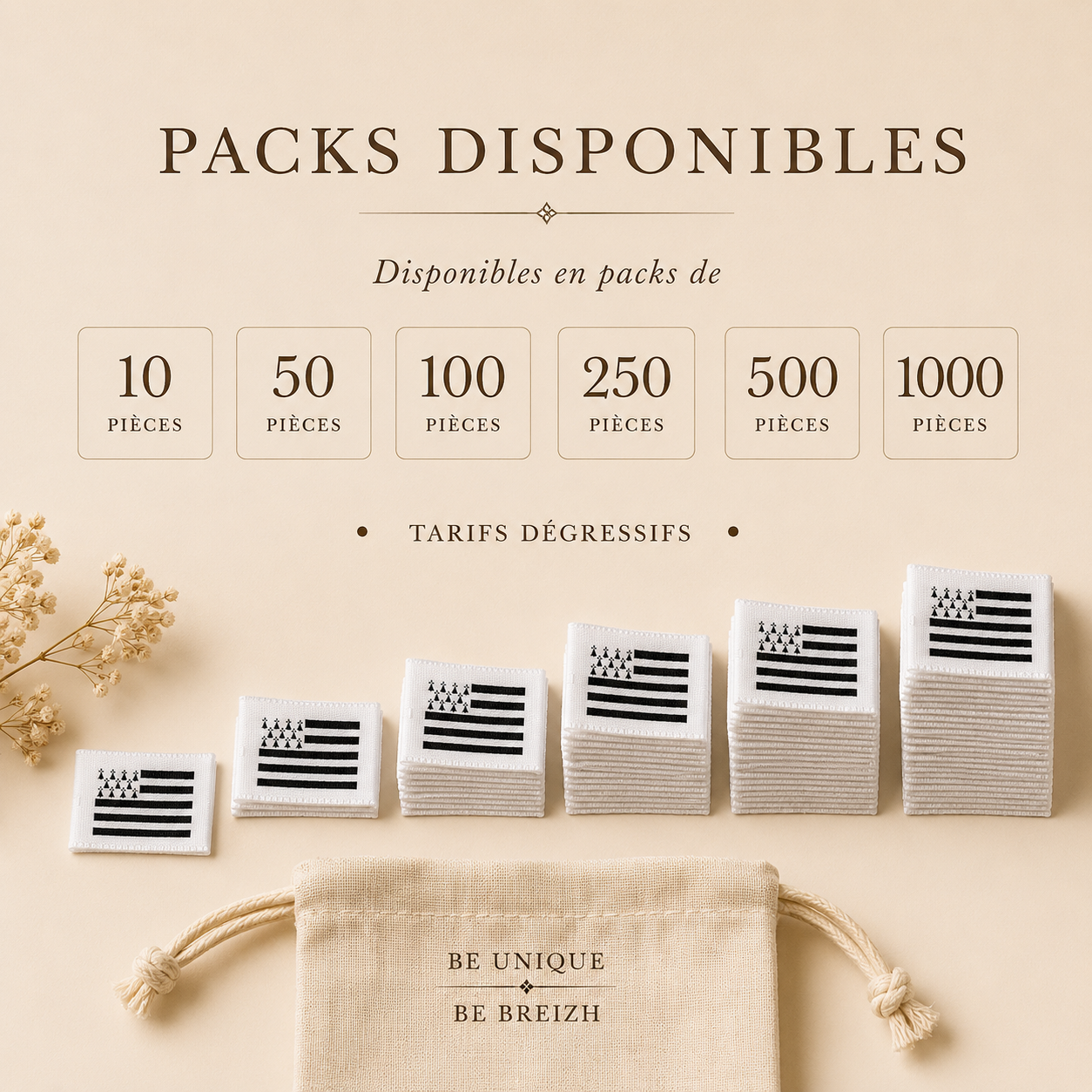 🏴 Pack étiquettes Breton Gwenn ha Du à coudre - Style Breizh | Shoeslaces