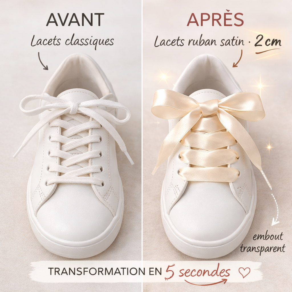 Satin ribbon shoelaces – Lacets satin pour sneakers chic (13 colors, 2 cm)