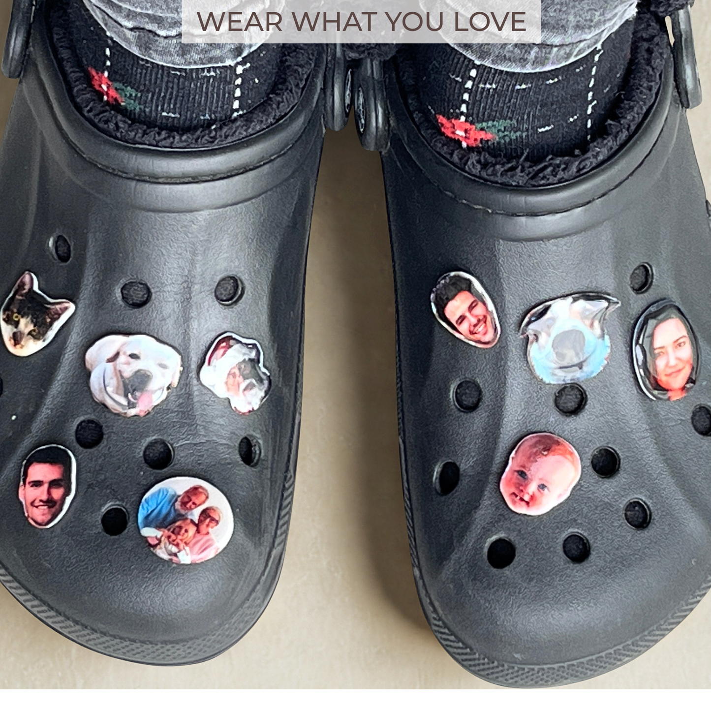 Pin photo personnalisé – ton portrait en bijou pour chaussures | Shoeslaces