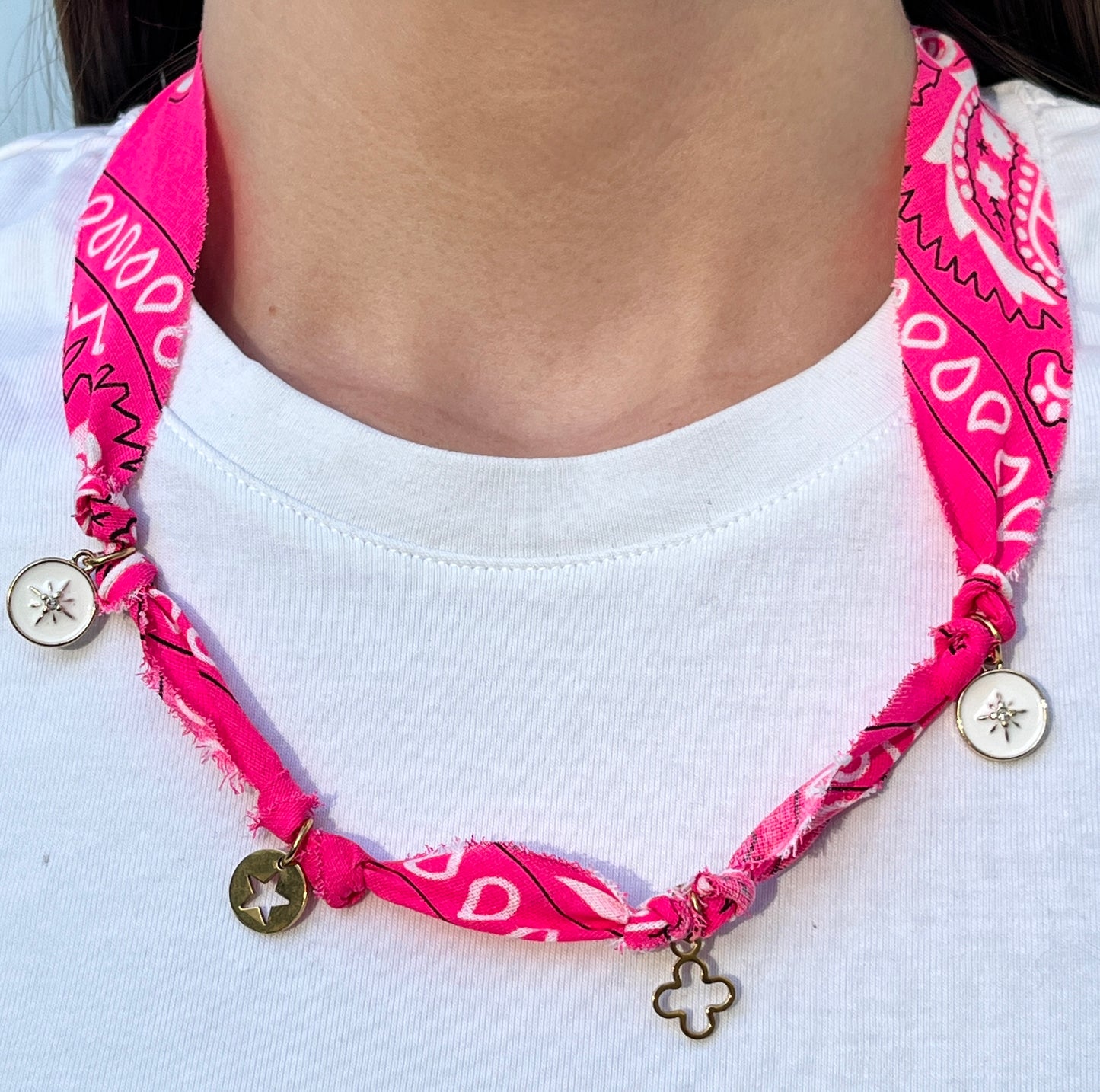 🏖️ Bracelet bandana paisley bohème, collier & chevillère assortis – Bijou coloré fait main femme | Shoeslaces