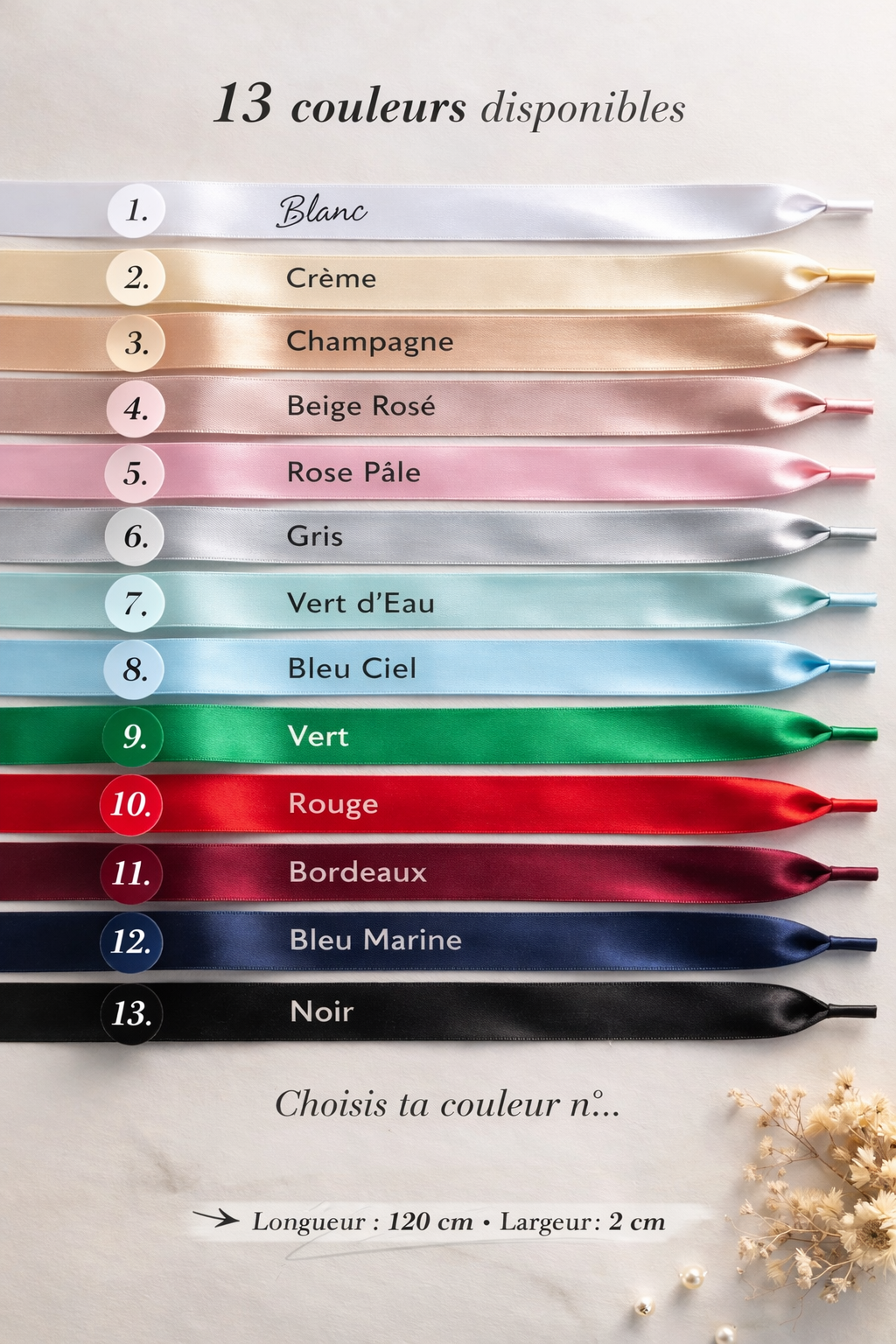 Satin ribbon shoelaces – Lacets satin pour sneakers chic (13 colors, 2 cm)