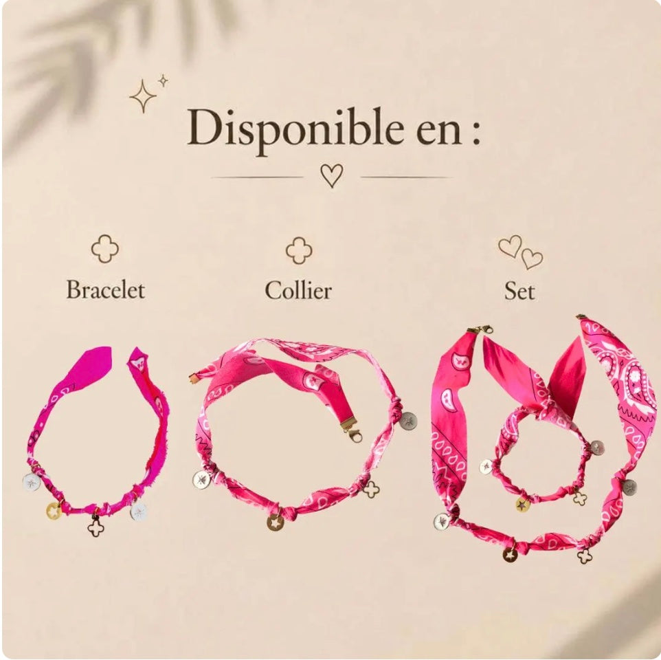 🏖️ Bracelet bandana paisley bohème, collier & chevillère assortis – Bijou coloré fait main femme | Shoeslaces