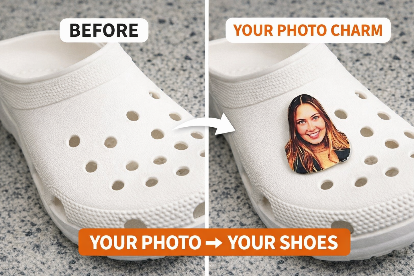 Pin photo personnalisé – ton portrait en bijou pour chaussures | Shoeslaces