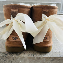 Rubans noeuds blanc crème pour bottes type UGG  | Shoeslaces