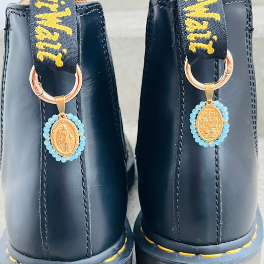 💒 Anneau bijou boots doré Vierge Marie & perles | Shoeslaces