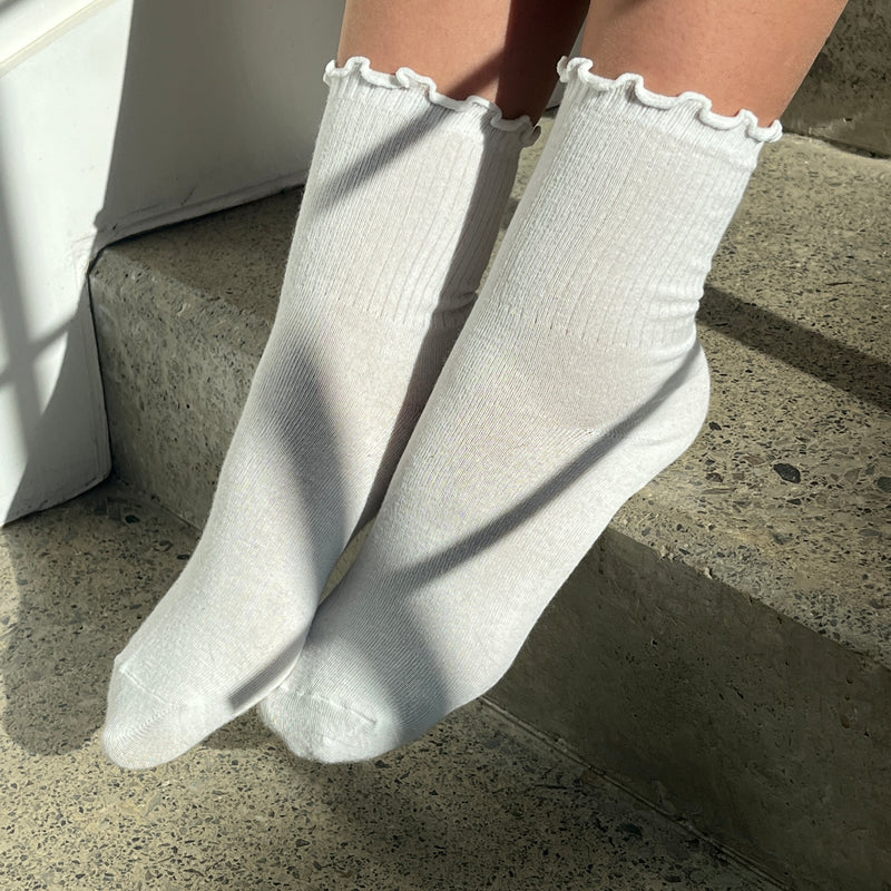 Chaussettes à volants blanches mi mollet |Shoeslaces