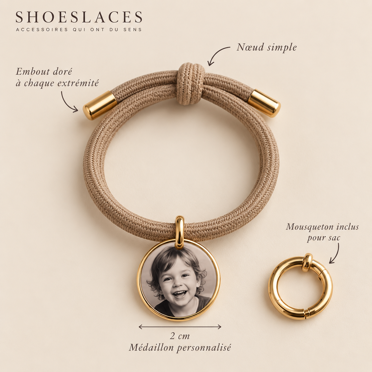 Élastique médaillon portrait personnalisé