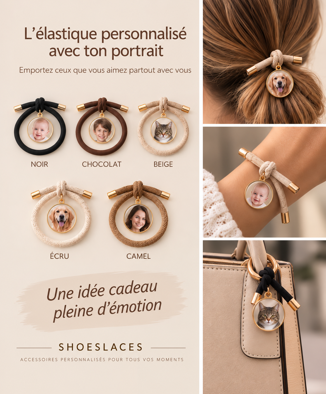 Élastique médaillon portrait personnalisé