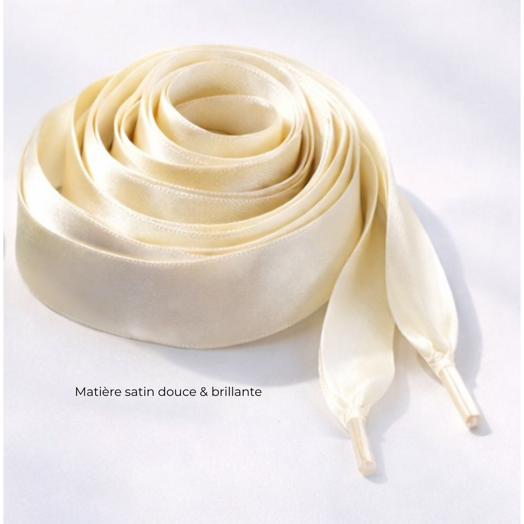 Satin ribbon shoelaces – Lacets satin pour sneakers chic (13 colors, 2 cm)