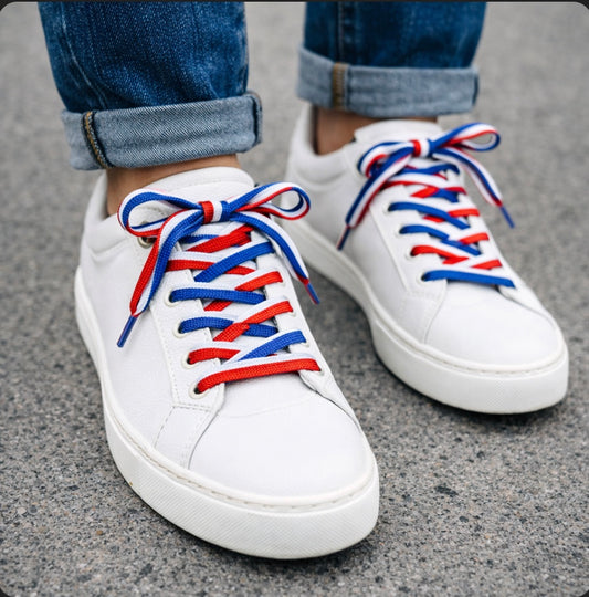 🇫🇷 Lacets tricolores plats - Bleu blanc rouge | Shoeslaces