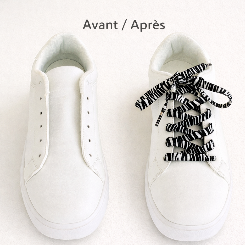 👉 Lacets zèbre pour sneakers – motif zèbre tendance | Shoeslaces