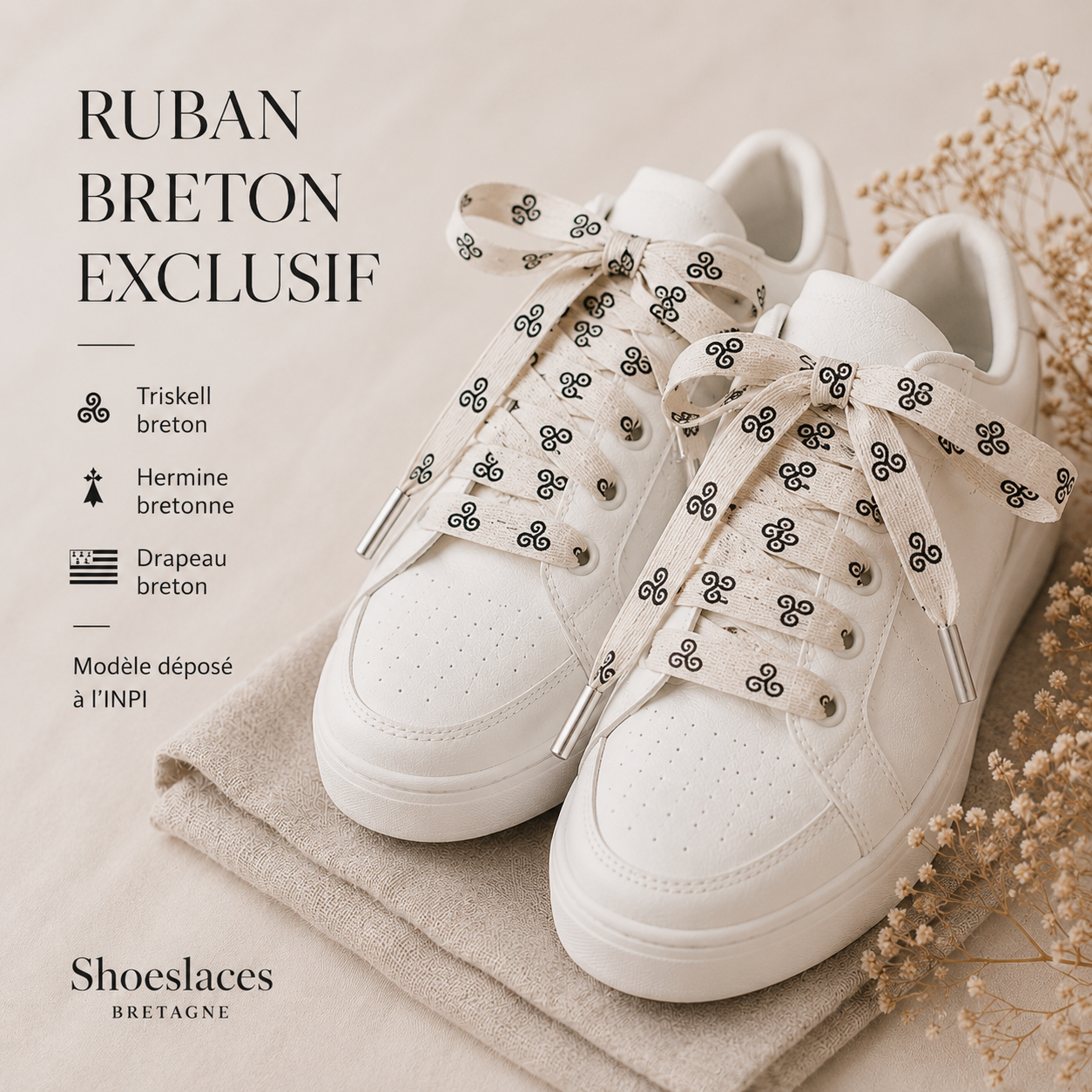 ⚫  Lacets bretons faits main – Hermine, triskel ou drapeau | Shoeslaces