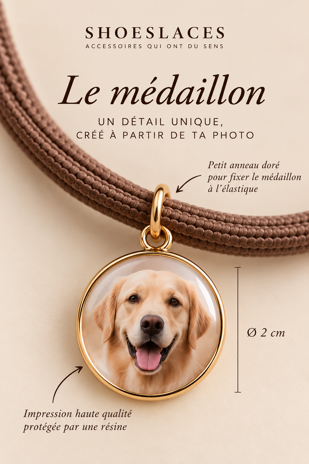 Élastique médaillon portrait personnalisé
