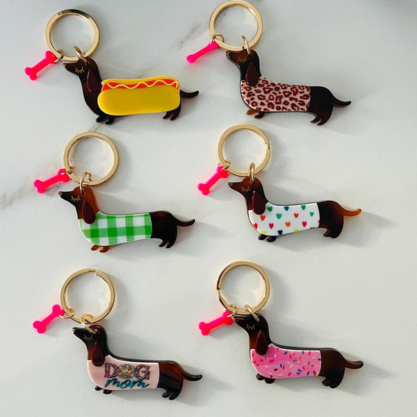 collection de mini teckels porte clef pour customiser les sacs à main