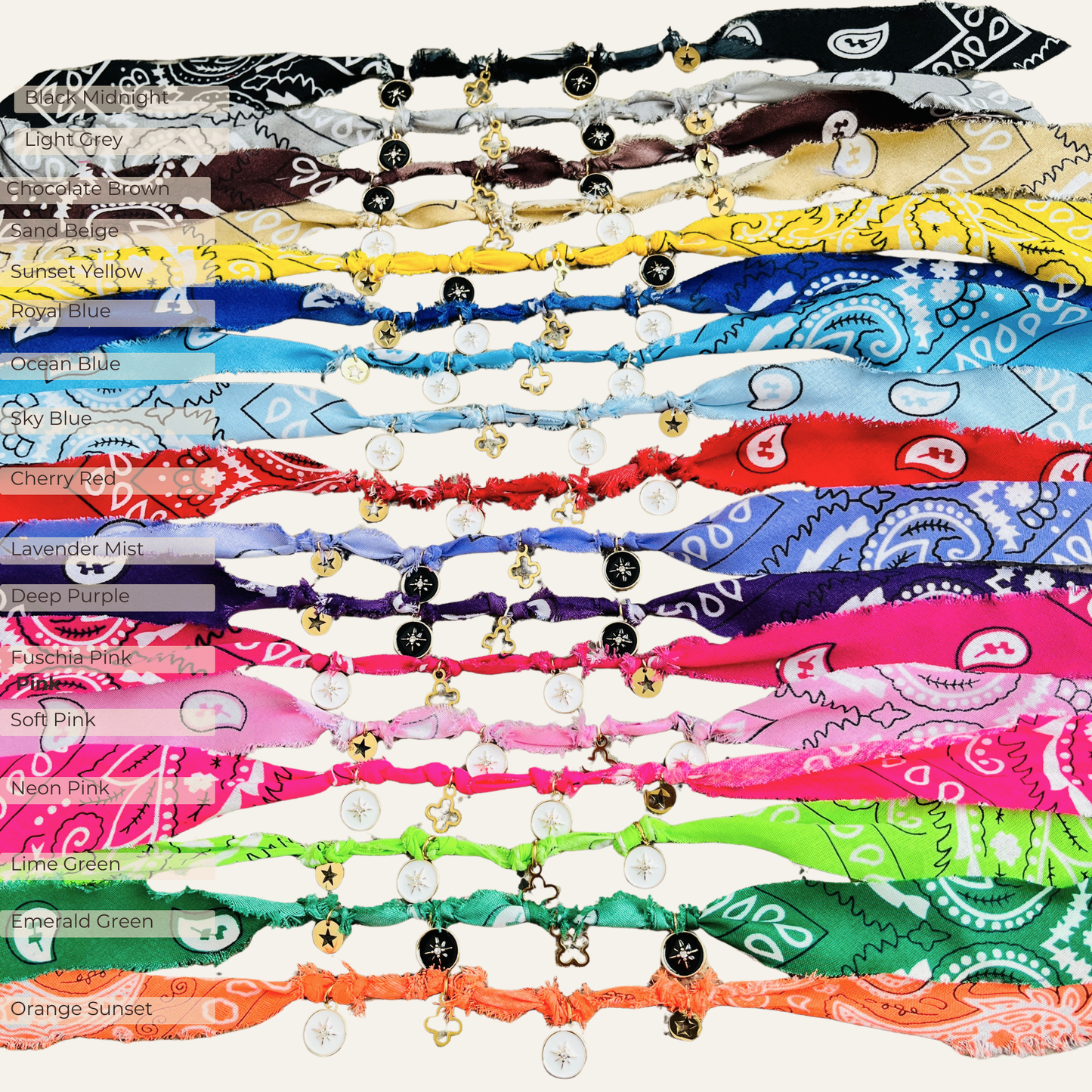 🏖️ Bracelet bandana paisley bohème, collier & chevillère assortis – Bijou coloré fait main femme | Shoeslaces