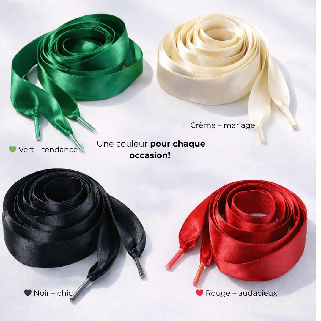 Satin ribbon shoelaces – Lacets satin pour sneakers chic (13 colors, 2 cm)